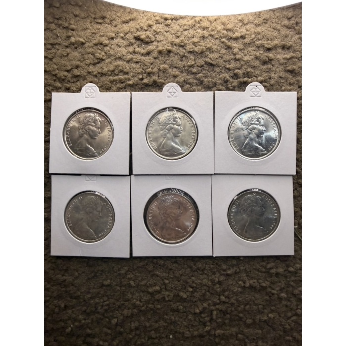 1966 Round 50c Silver Coins x6 – 80% Silver