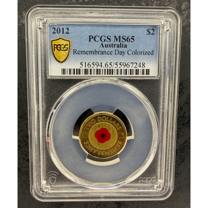 2012 Red Poppy $2 Two Dollar Coin PCGS MS65