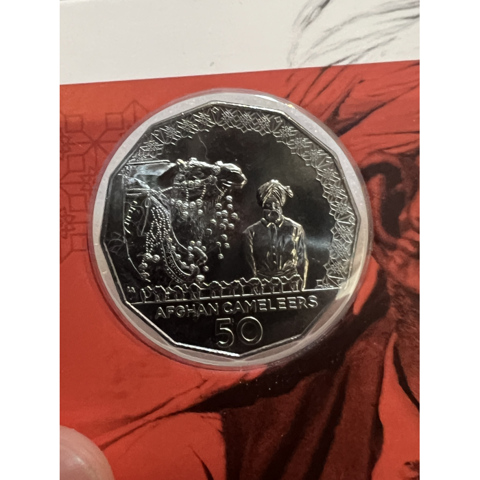 2020 Afghan Cameleers uncirculated fifty cent coins on card  