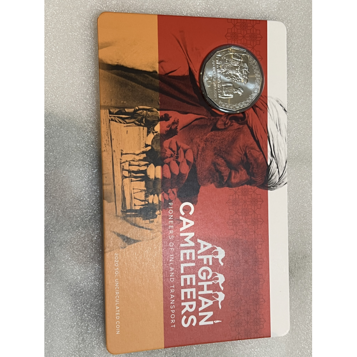 2020 Afghan Cameleers uncirculated fifty cent coins on card  