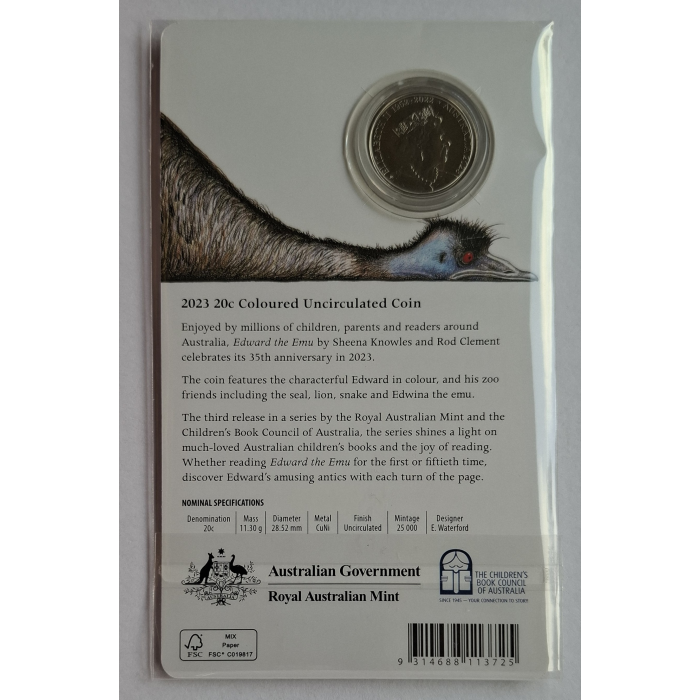 2023 20c Edward The Emu- 35th Anniversary Carded Coin