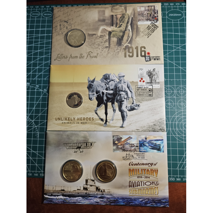 3 x remembrance pncs, animals in war, ww1, centenary 