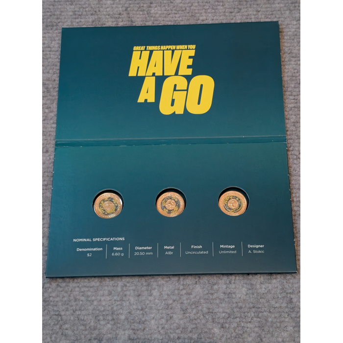 2024 Australian Olympic Team $2 Three-Coin Coloured Uncirculated Set Official