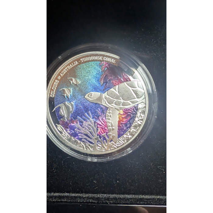 2025 $1 Colours of Australia Turquois Coral Reefs 1oz Coloured Silver Proof Coin