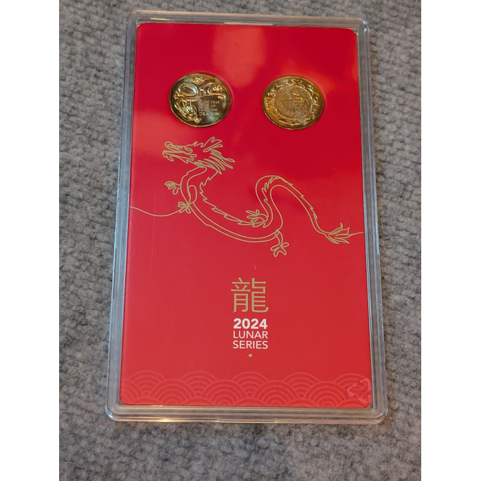 2024 $1 Dollar Lunar Year Of The Dragon 2 Coin Set Uncirculated 