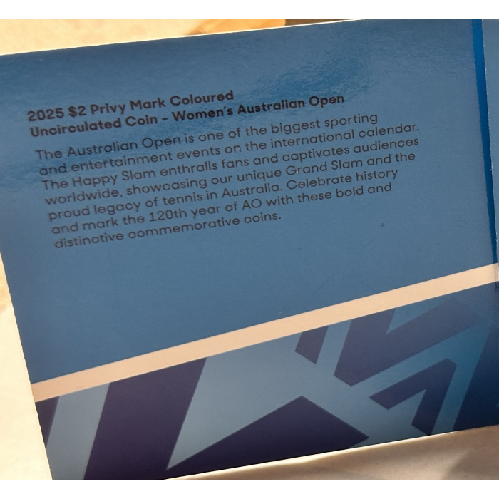 2025 $2 Privy  Australian Open Woman’s  Fluorescent Coin   