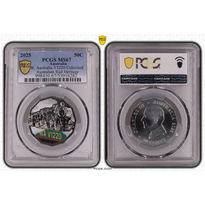FULLY GRADED  PSCG - 2025 50c Steam Train - Australian Rail Heritage Set