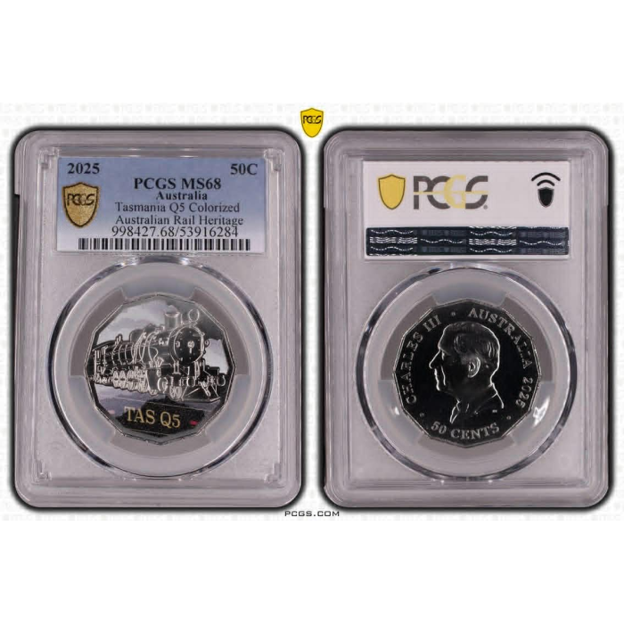 FULLY GRADED  PSCG - 2025 50c Steam Train - Australian Rail Heritage Set