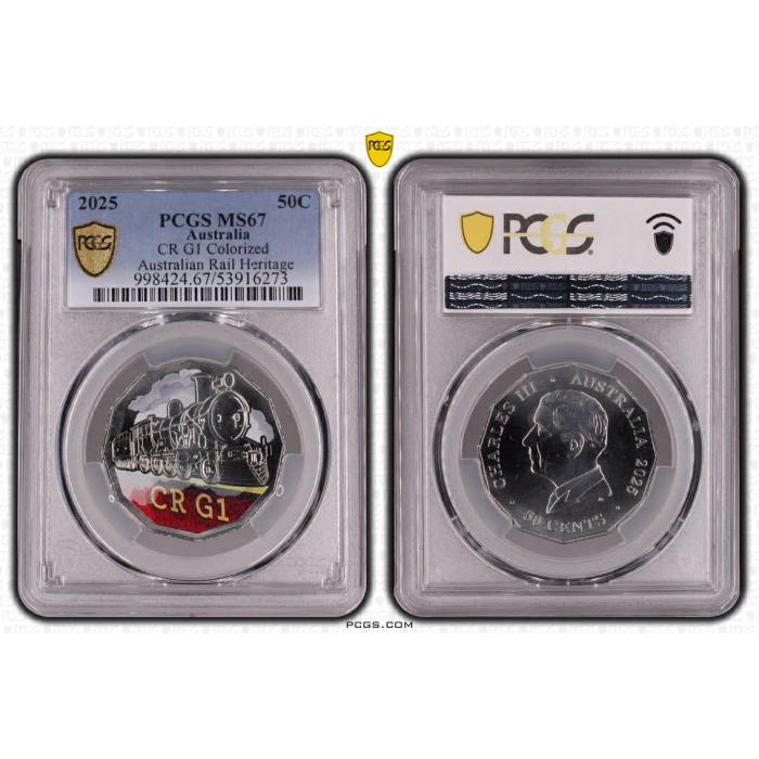 FULLY GRADED  PSCG - 2025 50c Steam Train - Australian Rail Heritage Set