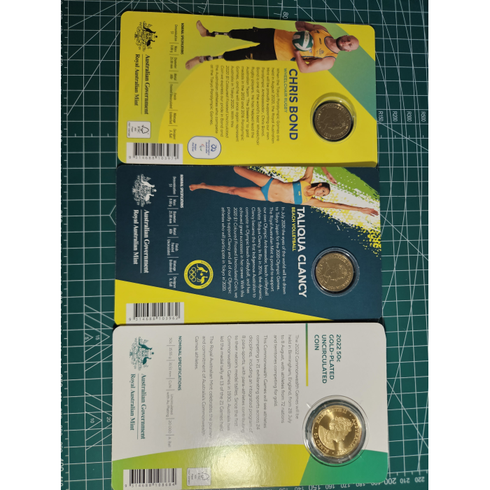 Olympics carded coins, Tokyo, commonwealth games 