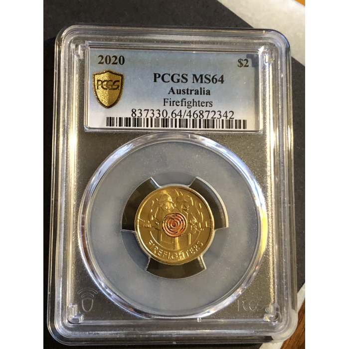 2020 PCGS MS64 FireFighters  Coloured $2