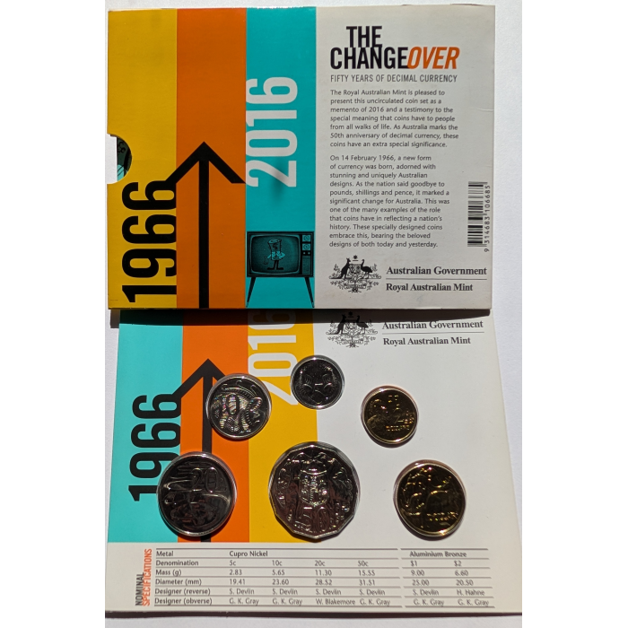 2016 RAM Six Coin Uncirculated Changeover Mint Set  - 50 Years Decimal Currency