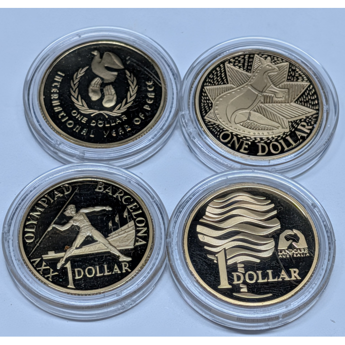 1986 to 1993 (Four) $1 Commemorative Proof Coin Bundle
