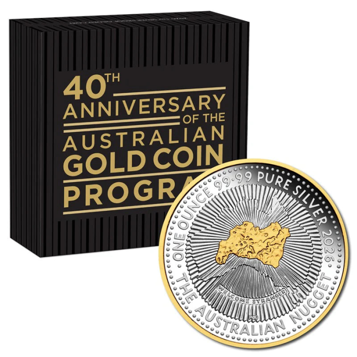 2026 1oz Silver Proof Gilded 40th Anniversary Of The Australian Gold Coin Mintag