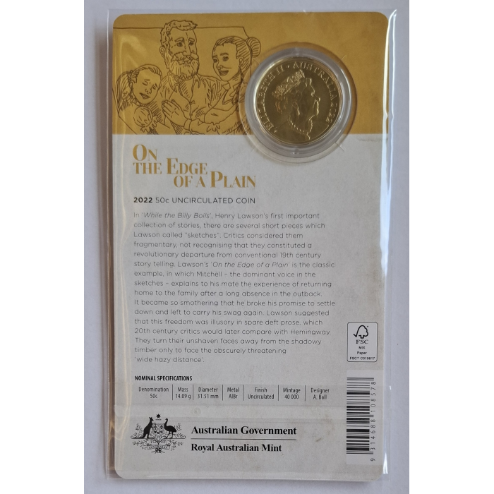 2022 50c Henry Lawson- Treasured Australian Stories- On the Edge Of A Plain