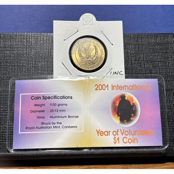 2001 $1  INTERNATIONAL VOLUNTEERS  Uncirculated with Collectable Flip