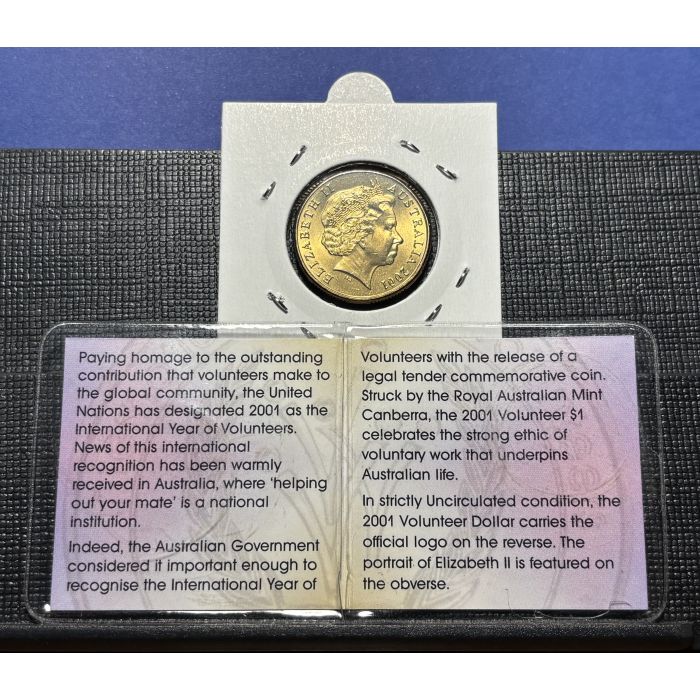 2001 $1  INTERNATIONAL VOLUNTEERS  Uncirculated with Collectable Flip
