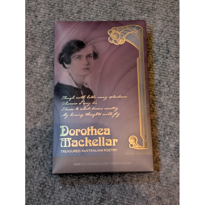 2025 Australia Dorothea Mackellar Uncirculated 50c Coin In Card Three Coin Set
