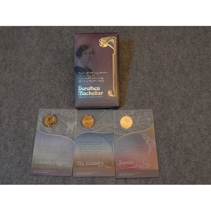2025 Australia Dorothea Mackellar Uncirculated 50c Coin In Card Three Coin Set