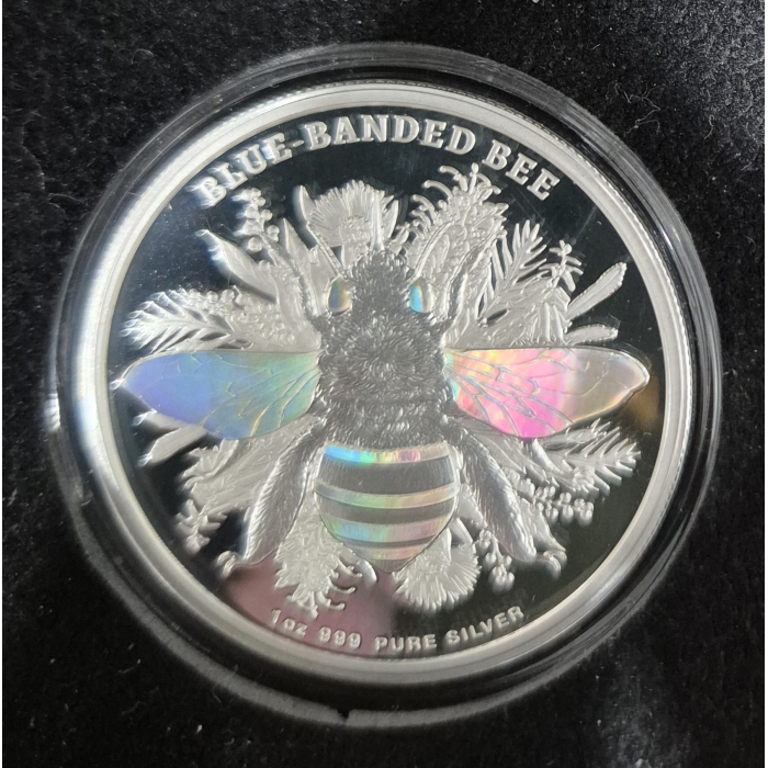 2025 Australian Native Bees - Blue-banded Bee 1oz Silver Proof Hologram Coin