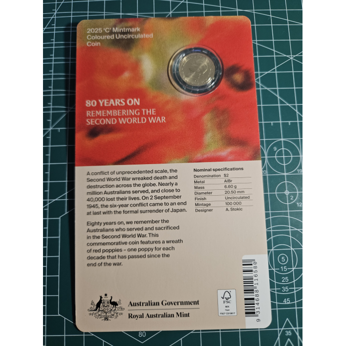 Poppy wreath $2 carded coin 