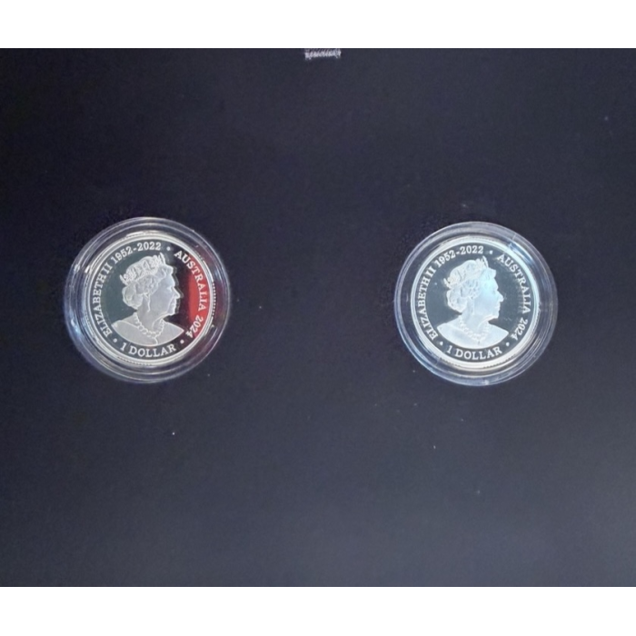 2024 AFL $1 Coloured Silver Proof 2-Coin Set – Royal Australian Mint