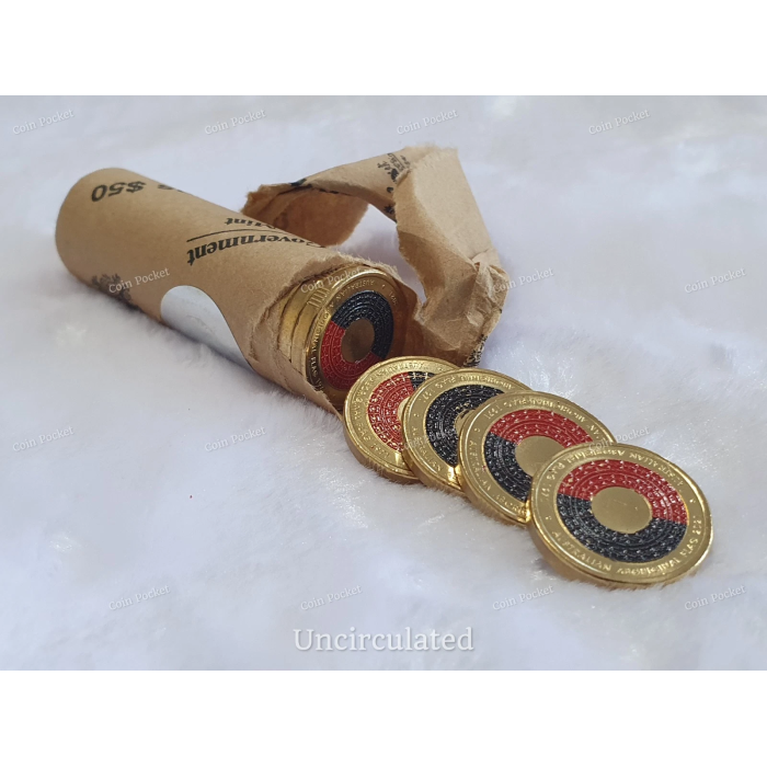 Aboriginal Flag 2021 Red Black Two Dollar $2 Coloured Coin Australia Rare - UNC