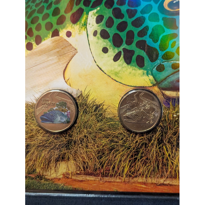 Australia 2023 &2025 impressions $1 Giant Murray Cod. Red Strawberry PNC 