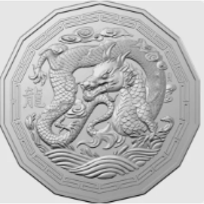 2024  50c  Year of the Dragon Tetra-Decagon UNC Carded Coin