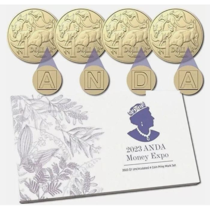 2023  $1  ANDA MONEY EXPO FOUR COIN PRIVY SET A-N-D-A