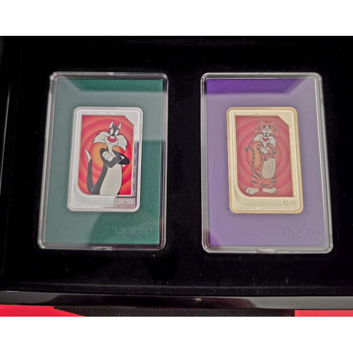 2026 Agoro Looney Tunes Trading Coins 2 Coin Set ULTRA RARE AMETHYST GOLD #2/20 