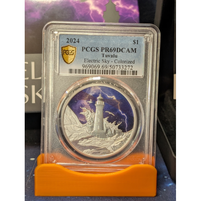 Tuvalu 2024 $1 Electric Sky Lighthouse in colour Proof 2,000 Mintage Ag .9999