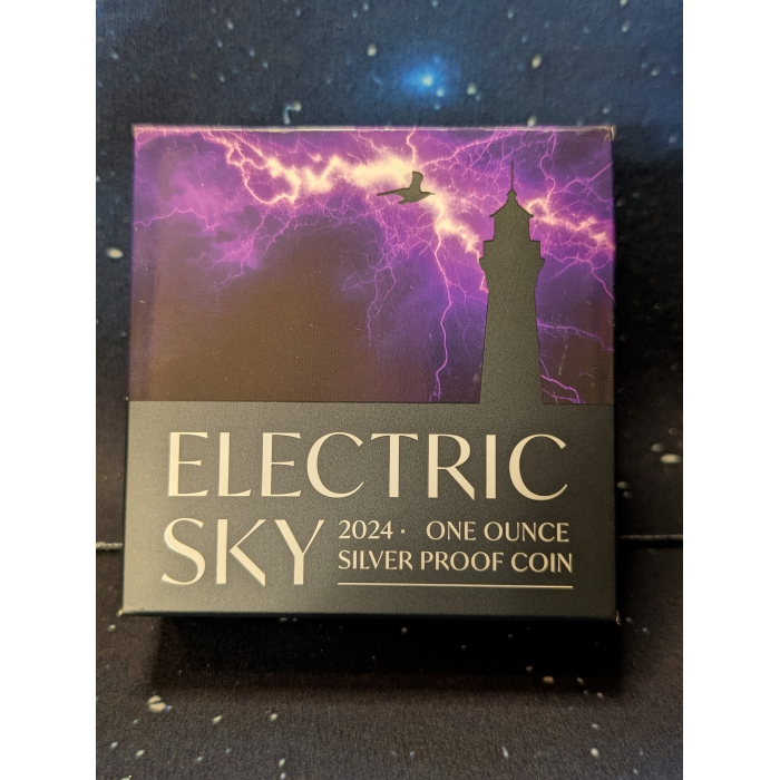 Tuvalu 2024 $1 Electric Sky Lighthouse in colour Proof 2,000 Mintage Ag .9999