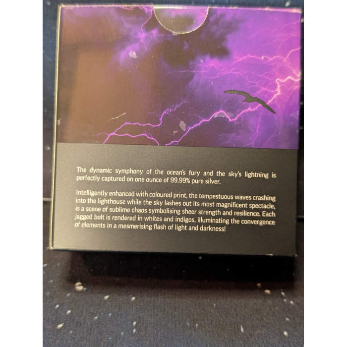 Tuvalu 2024 $1 Electric Sky Lighthouse in colour Proof 2,000 Mintage Ag .9999