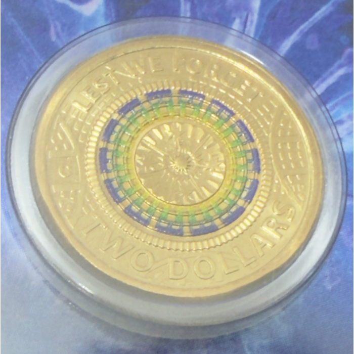 2017 $2 Lest We Forget 'C' Mintmark Coloured Uncirculated Carded Coin 'MOSAIC'