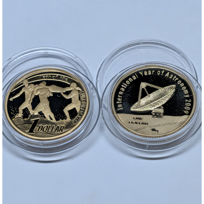 2007 & 2009 (Two) $1 Surf Lifesaver/Astronomy Proof Coin(s) - Bundle 