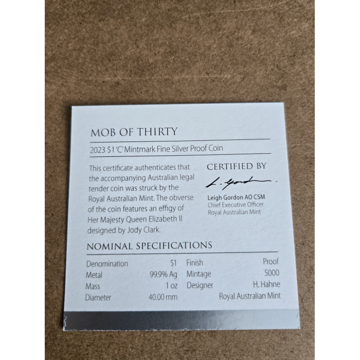 2023 Mob Of Thirty C Mintmark silver proof coin