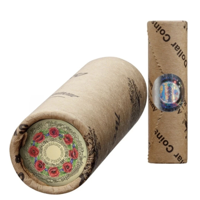 2025 WW11 $2 80th Anniversary RAM Roll +1  WW2 Poppy Wreath C Mint Coin 