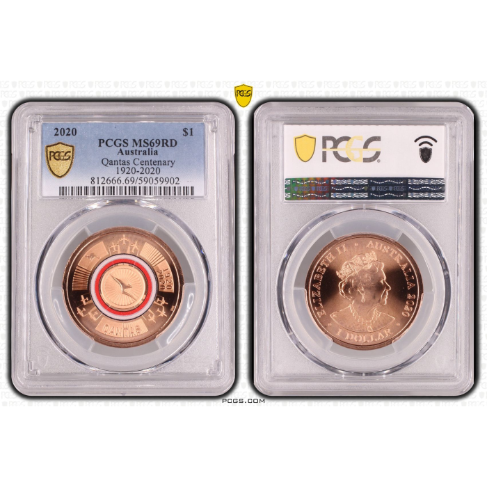 2020 $1 QANTAS CENTENARY 1920-2020 PCGS MS69RD ***TOP POP***