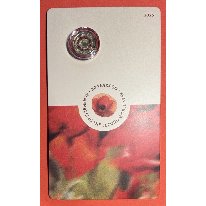 2025 $2  “C” MINTMARK Coloured Uncirculated Coin  - 80 Years On Poppy Wreath