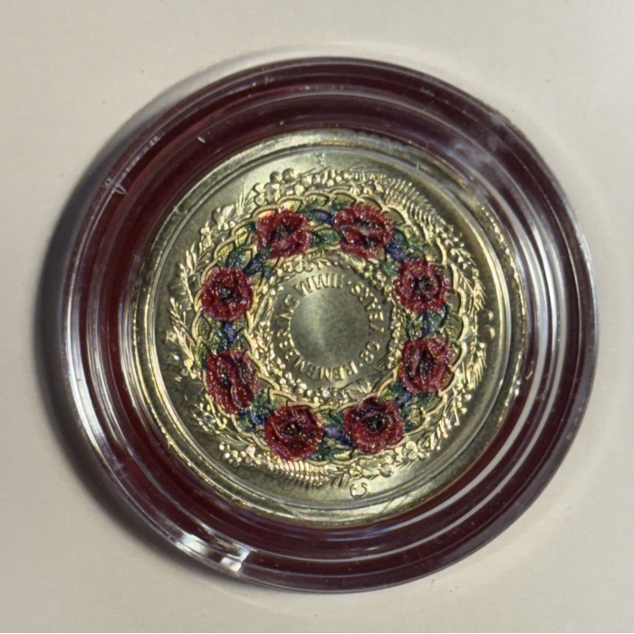 2025 $2  “C” MINTMARK Coloured Uncirculated Coin  - 80 Years On Poppy Wreath