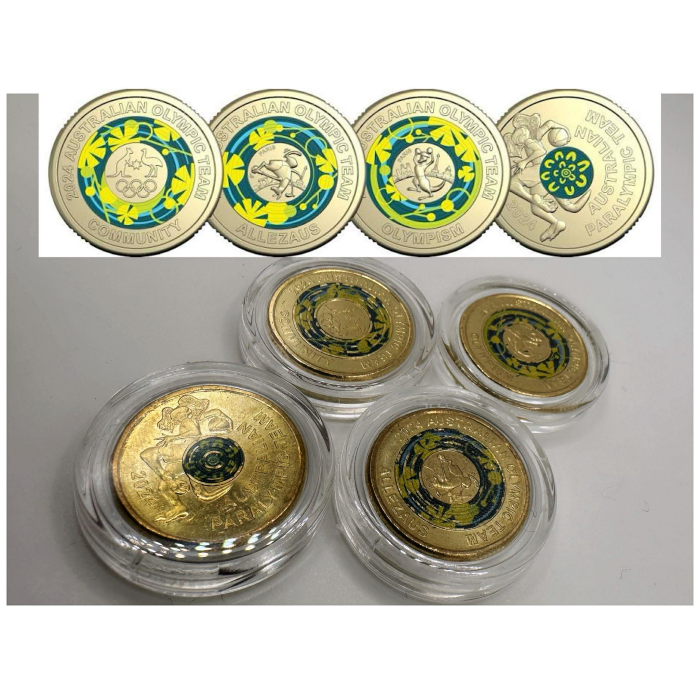 4x UNC Set 2024 Paris Olympic $2 Coins - In Lighthouse Capsules