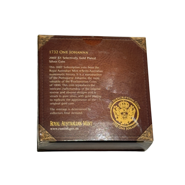2007 $1 Selectively Gold Plated Silver Proof Coin - 1732 One Johanna 60.46 gram 