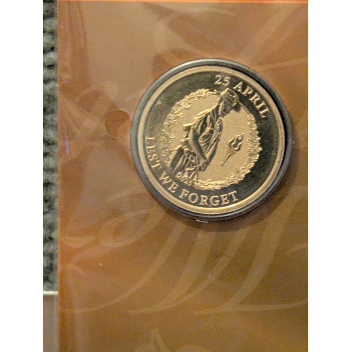 AUSTRALIAN: 2024 & 2025 $1 ANZAC DAY LEST WE FORGET APRIL 25 COIN ON CARD  