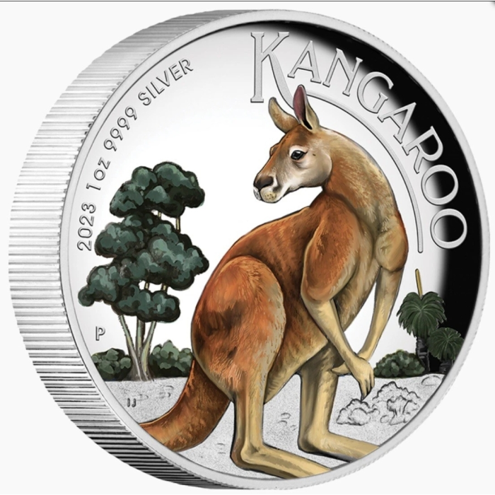 2023 $1 Australian Kangaroo 1oz Silver Proof High Relief Coloured Coin