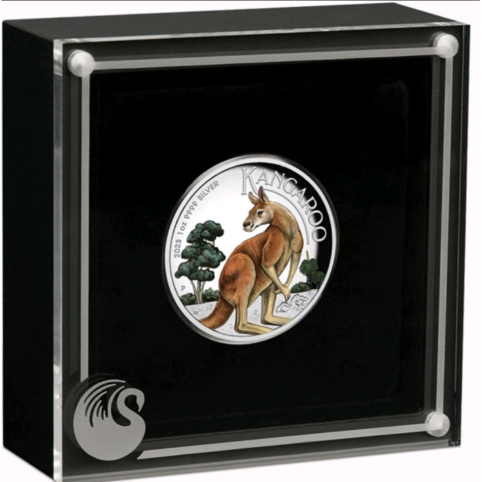 2023 $1 Australian Kangaroo 1oz Silver Proof High Relief Coloured Coin