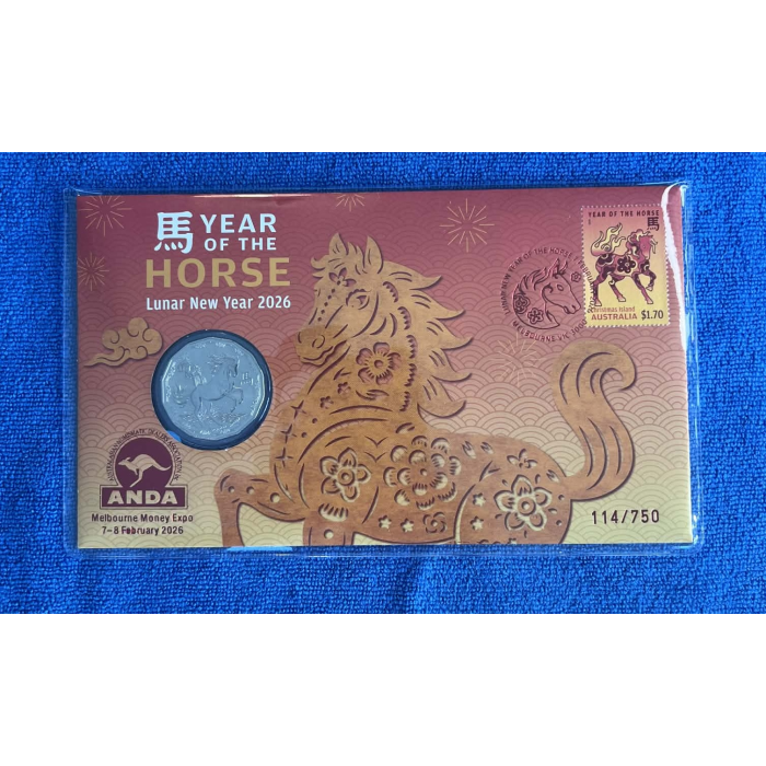 2026 ANDA Melbourne Year of Horse 50c PNC #114 of only 750 released.