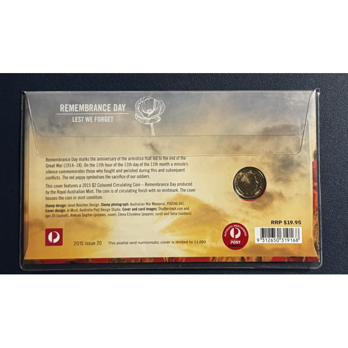 2015 $2 Flanders - Remembrance Day - Lest We Forget PNC 