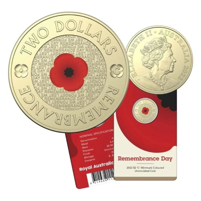 2022 'C' Mintmark Coloured Uncirculated Coin "Red Poppy" C Mint