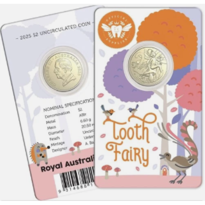 2025  $2  TOOTH FAIRY CARDED COIN